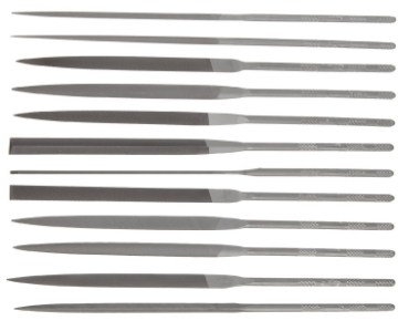 Show details for Nicholson 12 Piece Needle File Set with Handles, Swiss Pattern, Double Cut, #2 Coarseness, 6-1/4" Length Picture of Nicholson 12 Piece Needle File Set with Handles, Swiss Pattern, Double Cut, #2 Coarseness, 6-1/4" Length