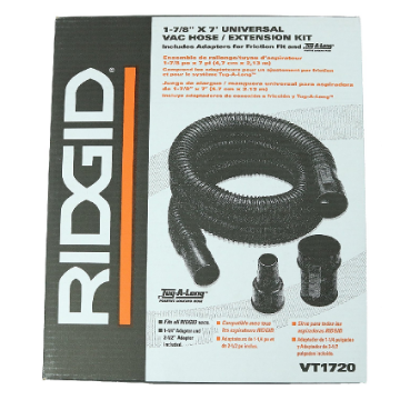 Show details for Ridgid 1 7/8 Inch, 7 Foot Vacuum Hose Kit for Wet / Dry Vacuums w/ 1-1/4“ Adapter, 31713 Ridgid 1 7/8 Inch, Hose Kit for Wet / Dry Vacuums