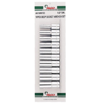Show details for Hans 4610M1D 1/2" Dr. 10Pcs. Deep Socket (Points) Picture of Hans 4610M1D 1/2" Dr. 10Pcs. Deep Socket (Points)