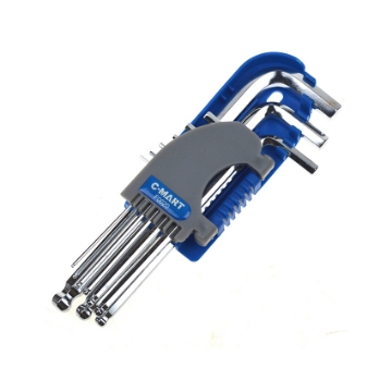 Show details for 9-Piece Ball Point Hex Key Set, Long Arm F0020 Picture of 9-Piece Ball Point Hex Key Set, Long Arm F0020