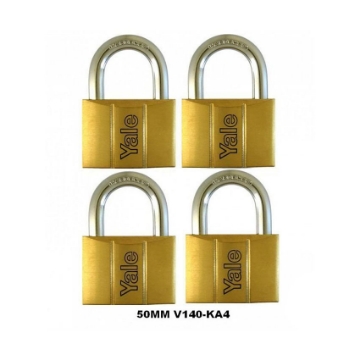 Show details for Yale V140.50 KA4, Standard Shackle Brass Padlocks 140 Series Key Alike 4, V14050KA4 Picture of Yale V140.50 KA4, Standard Shackle Brass Padlocks 140 Series Key Alike 4, V14050KA4