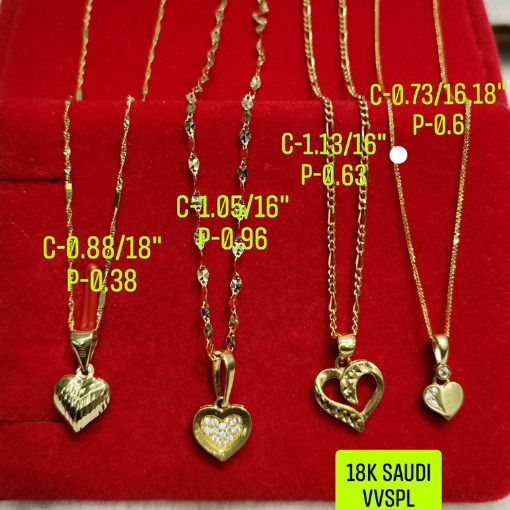 Picture of 18K Saudi Gold, Necklace with Pendant, Chain 0.88g, Pendant 0.38g, Size 18", 2805NH2