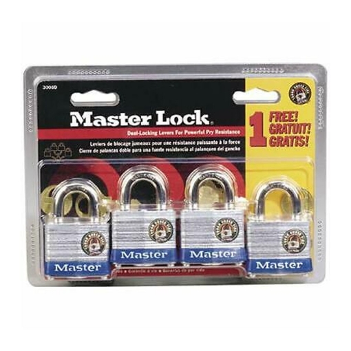 Picture of Master Lock Laminated Steel Padlocks (Zinc Body) 4pcs, 3008D