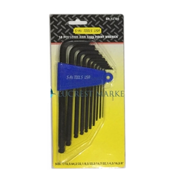 Show details for S-Ks Tools USA Long Arm Ball Point Allen Wrench Set-Inches Size, BP-5210SB1 Picture of S-Ks Tools USA Long Arm Ball Point Allen Wrench Set-Inches Size, BP-5210SB1