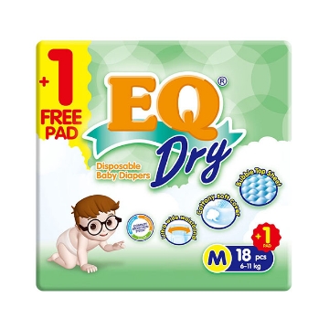 Show details for EQ Diaper Dry Medium 18+1's, EQ027A Picture of EQ Diaper Dry Medium 18+1's, EQ027A