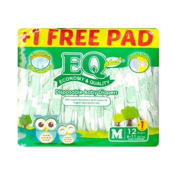 Show details for EQ Diaper Plus Medium 12+1's, EQ022AY Picture of EQ Diaper Plus Medium 12+1's, EQ022AY