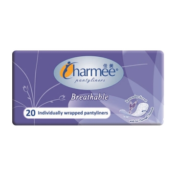 Show details for Charmee Panty Liner Breathable Lavander 20's, CHA148 Picture of Charmee Panty Liner Breathable Lavander 20's, CHA148