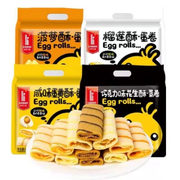 Show details for Kaluokaman Salty egg roll,flavor(Egg yolk crisp omelet, durian crisp omelet, pineapple crisp omelet, chocolate flavor peanut crisp omelet) 219g,1 pack, 1*12 pack Picture of Kaluokaman Salty egg roll,flavor(Egg yolk crisp omelet, durian crisp omelet, pineapple crisp omelet, chocolate flavor peanut crisp omelet) 219g,1 pack, 1*12 pack