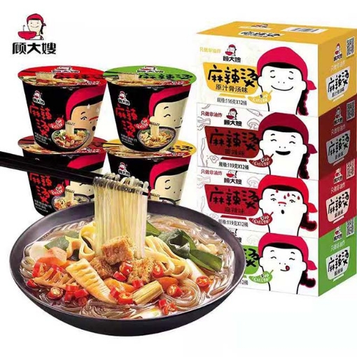 Picture of Gu Dasao Mala Tang (Hot and Sour Flavor 127g, Spicy Flavor 119g, Hot and Spicy Flavor 119g, Original Bone Broth Flavor 116g) 127g,1 box, 1*12 box