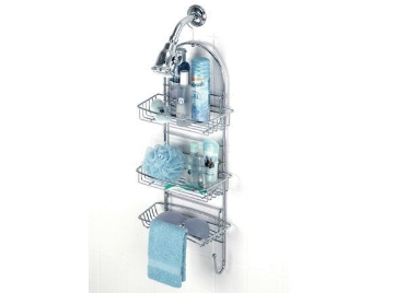 Show details for Chrome caddy with 3 adjustable shelves Picture of Chrome caddy with 3 adjustable shelves