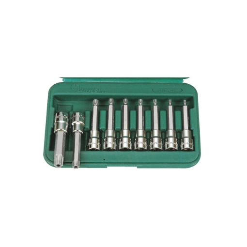 Genuine Hans Tools 46025-49 Â½" Drive 9 pcs. 100mm Tamperproof Torx Bit Socket Set (Silver)