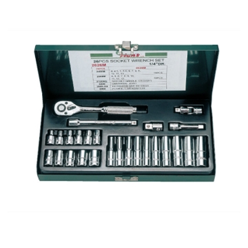 Show details for Hans 1/4" Drive 6 Points 26 Pcs. Socket Wrench Set - Metric Size HIGH-QUALITY STEEL: Made with a high-quality steel body that is easy to clean and wipe off grease or dirt