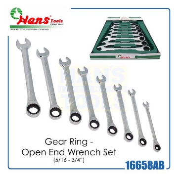 Show details for Hans Combination Ratchet Box Wrench Set Mirror Finished Metric (Silver), 16658MUB Hans Combination Ratchet Box Wrench Set Mirror Finished Metric (Silver)