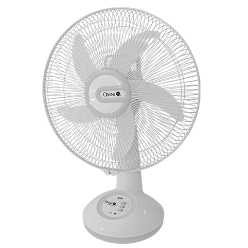 Omni Rechargeable Desk Fan with LED Light 14" AC/DC with USB Charging Port 