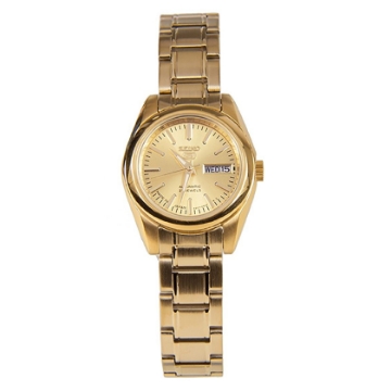 Show details for Seiko 5 Classic Gold Dial Couple's Gold Plated Stainless Steel Watch Set , SNKL28J1 / SYMK20J1 Seiko 5 Classic Gold Dial  Gold Plated Stainless Steel Watch