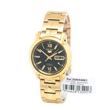 Show details for Seiko 5 Classic Men's Size Black Dial Gold Plated Stainless Steel Strap , SNKK86K1 Seiko 5 Classic Men's Size Black Dial Gold Plated Stainless Steel Strap