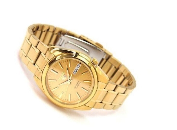 Show details for Seiko 5 Classic Gold Dial Couple's Gold Plated Stainless Steel Watch Set , SNKL48K1/SYMK20 Seiko 5 Classic Gold Dial Gold Plated Stainless Steel Watch