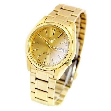 Show details for Seiko 5 Classic Gold Dial Couple's Gold Plated Stainless Steel Watch Set , SNKL48K1/SYMK20 Seiko 5 Classic Gold Dial Gold Plated Stainless Steel Watch