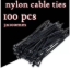 SUN AMES 100pcs Multipurpose BLACK Nylon Cable Tie 