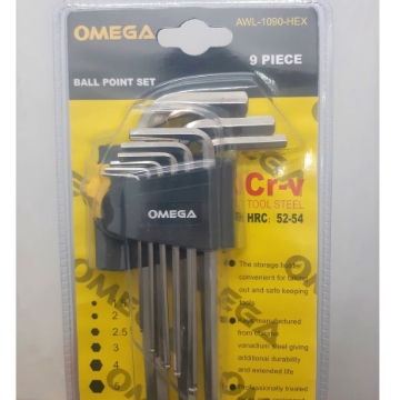 Show details for OMEGA 9pcs Ball Point Set CR-V Tool Steel, AWL-1090-HEX OMEGA 9pcs Ball Point Set CR-V Tool Steel