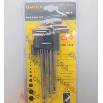 Show details for OMEGA 9pcs Ball Point Set CR-V Tool Steel, AWL-1090-HEX OMEGA 9pcs Ball Point Set CR-V Tool Steel