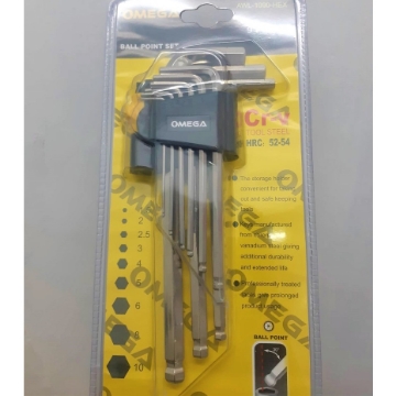 Show details for OMEGA 9pcs Ball Point Set CR-V Tool Steel, AWL-1090-HEX OMEGA 9pcs Ball Point Set CR-V Tool Steel