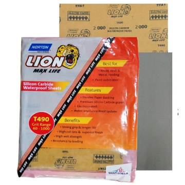 Show details for NORTON T490 Lion Silicon Carbide Waterproof Sandpaper Sheets - 78072702453 Picture of NORTON T490 Lion Silicon Carbide Waterproof Sandpaper Sheets - 78072702453