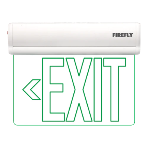 Firefly Single-Faced Exit Light with Wall / Ceiling Mount Option (Exit Left Arrow)