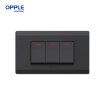 OPPLE 3 Gang 1 Way Wall Switch White and Dark Grey