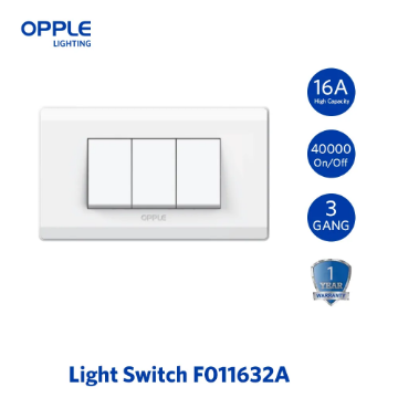 Show details for Gang 2 Way Wall Switch White and Dark Grey OPPLE 3 Gang 2 Way Wall Switch White and Dark Grey