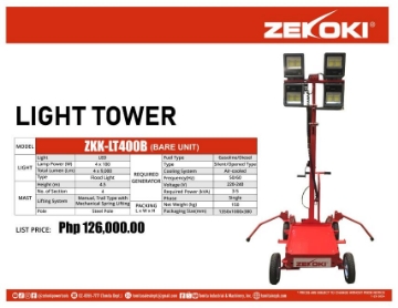 Show details for ZEKOKI LIGHT TOWER, ZKK-LT400B Picture of ZEKOKI LIGHT TOWER, ZKK-LT400B