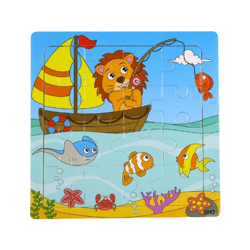 Picture of Wooden puzzle pieces children's puzzle pieces Wooden Animal Kindergarten Early Education