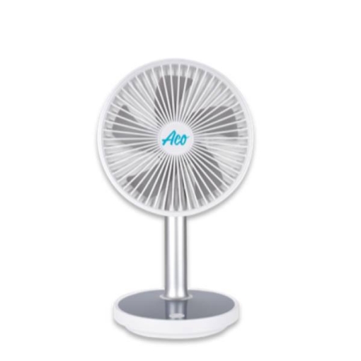 Picture of Aco Rechargeable Rectractable Mini Table Fan with Led, ACOLJQ117WHT
