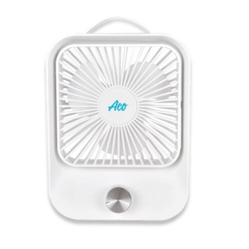 Picture of Aco Rechargeable Stepless Speed Control Mini Table Fan, ACOLJQ119WHT